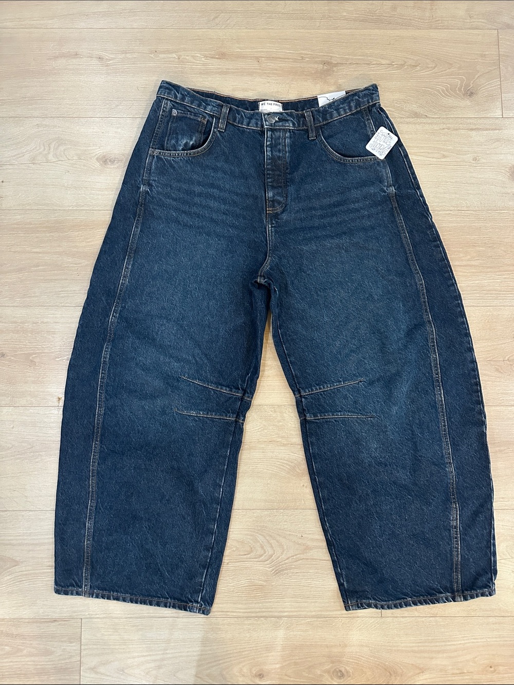 NWT We The Free Good Luck Mid Rise Barrel Jean-Deep End - Picture 3 of 6